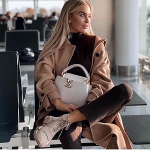 zara belted wool blend coat